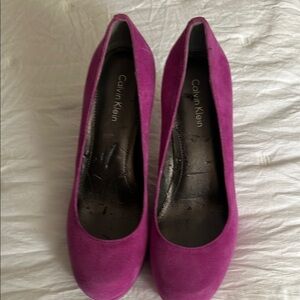 Calvin Klein Magenta Suede Heels